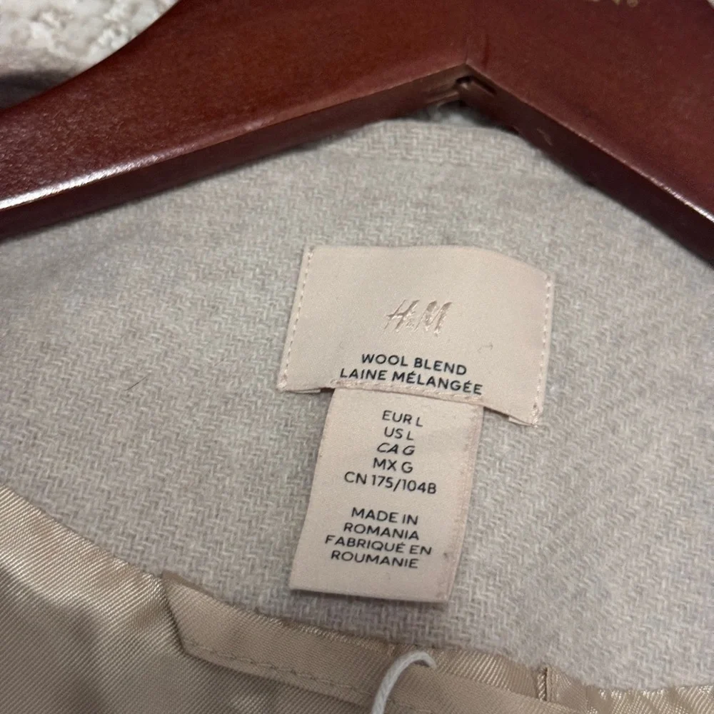 NWOT *RARE* H&M Premium Selection Wool Blend Jacket Light Beige Size L - Picture 4 of 7